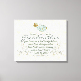 Lienzo Poema de la abuela con los pájaros