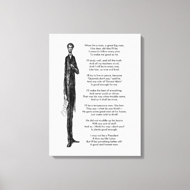 Lienzo Poema vintage del presidente Abraham Lincoln tribu (Anverso)