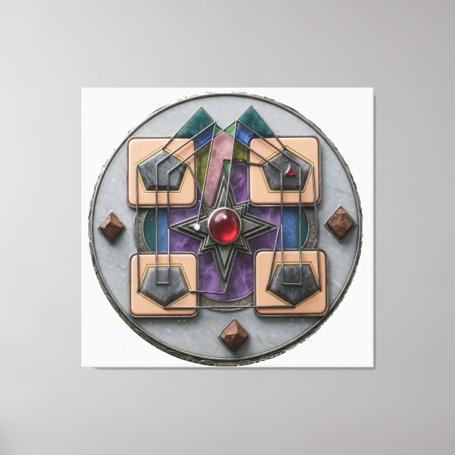 Lienzo Point of Assembly 3D: Mystical Geometric Artifact (Anverso)