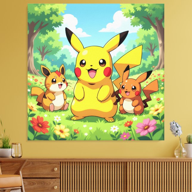 Lienzo Pokémon und seine Treue Freunde (Insitu (Sala de estar))