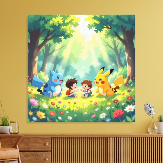 Lienzo Pokémon und seine Treue Freunde (Insitu (Sala de estar))