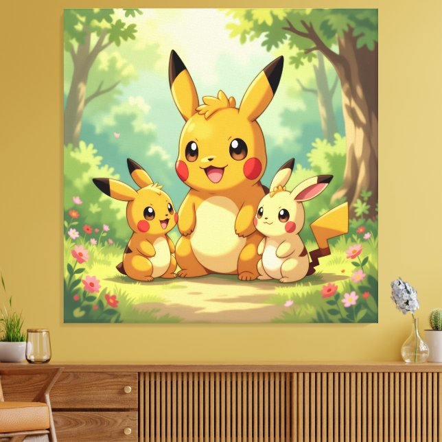 Lienzo Pokémon und seine Treue Freunde (Insitu (Sala de estar))