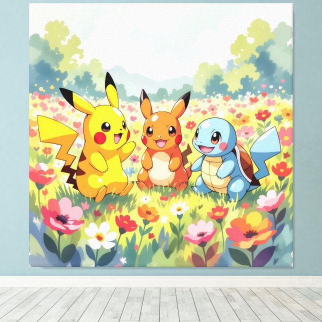 Lienzo Pokémon und seine Treue Freunde Leinwanddruck (Insitu (piso de madera))