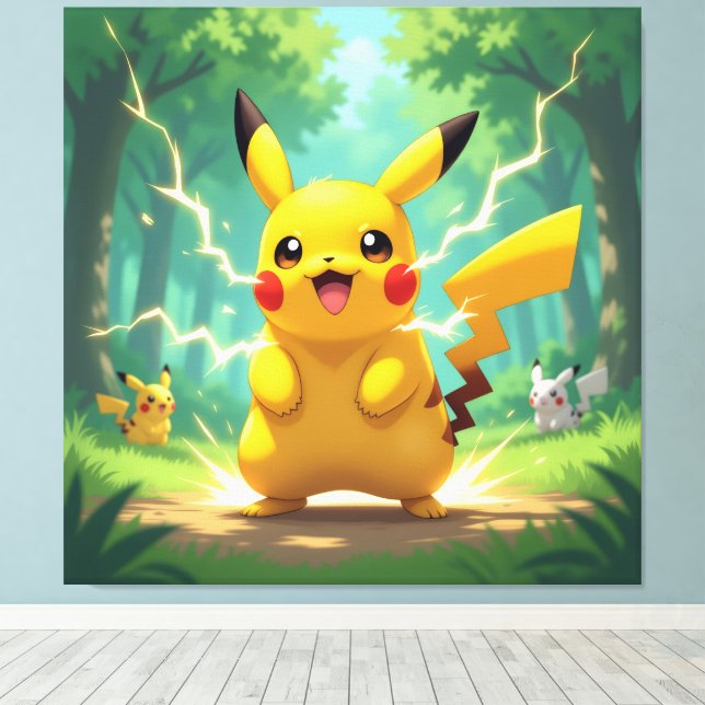 Lienzo Pokémon und seine Treue Freunde Leinwanddruck (Insitu (piso de madera))