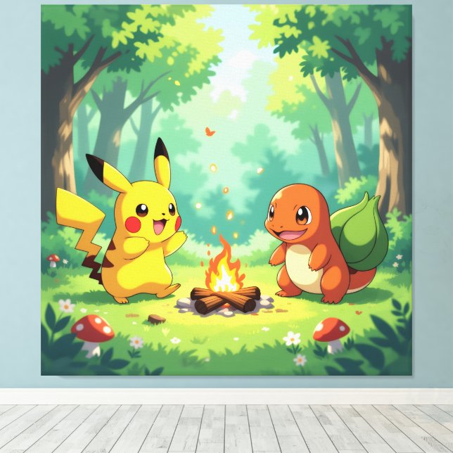 Lienzo Pokémon und seine Treue Freunde Leinwanddruck (Insitu (piso de madera))