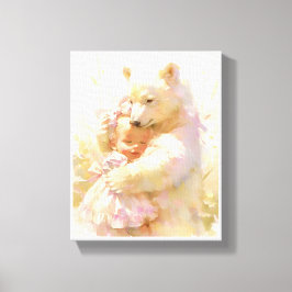 Lienzo Polar Bear Hug with Baby Girl Nursery Wall Poster