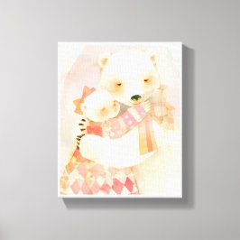Lienzo Polar Bear Mother and Cub Cuddle Nursery Poster