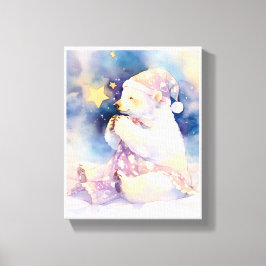 Lienzo Polar Bear Whimsical Watercolor Nursery Canvas 