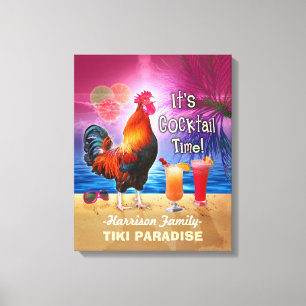 Lienzo Pollo divertido del gallo de la playa de la barra
