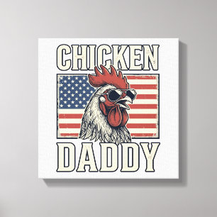 Lienzo Pollo Papá Gallo Vintage Patriótico