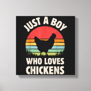 Lienzo Pollo, sólo un chico que ama a los animales de gra