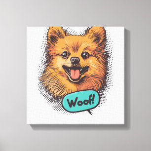 Lienzo Pomerania de Pop Art � Perro Cómico Retro