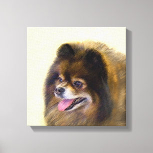 Lienzo Pomerania Negra y Tan Pintura Original de Perro