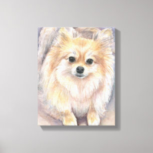 Lienzo Pomerania Pintado de color de agua Pom Canvas