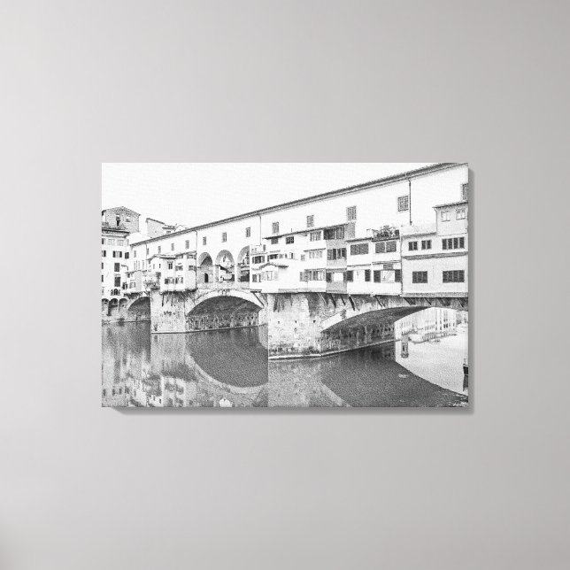 Lienzo Ponte Vecchio Black and White Sketch (Anverso)