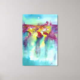 Lienzo PONTE VECCHIO Florencia por acuarela nocturna