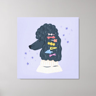 Lienzo Poodle cúbico con acantilados de pelo arcoiris
