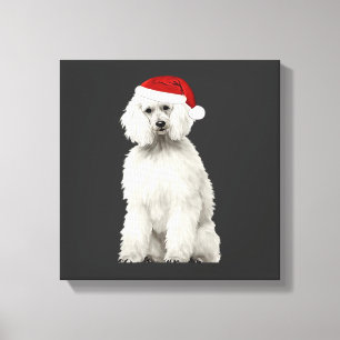 Lienzo Poodle de Navidad Árbol de Navidad Perro Cachorro