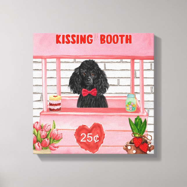 Lienzo poodle Dog El día de San Valentín Kissing Booth (Anverso)