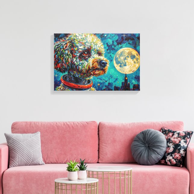 LIENZO POODLE EN EL ESPACIO-2 (Insitu (Sala de estar))