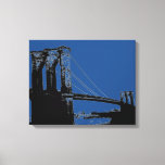 Lienzo Pop Art Black & Blue Brooklyn Bridge<br><div class="desc">Paisaje urbano,  rascacielos y edificios de Manhattan</div>