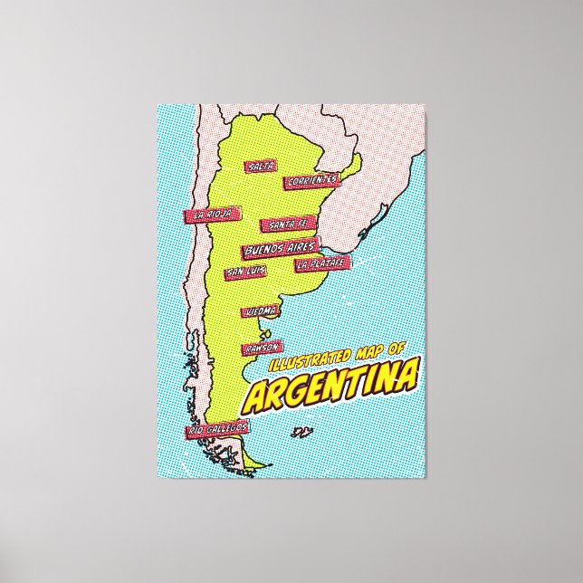 Lienzo Pop Art Ilustrado Argentina (Anverso)