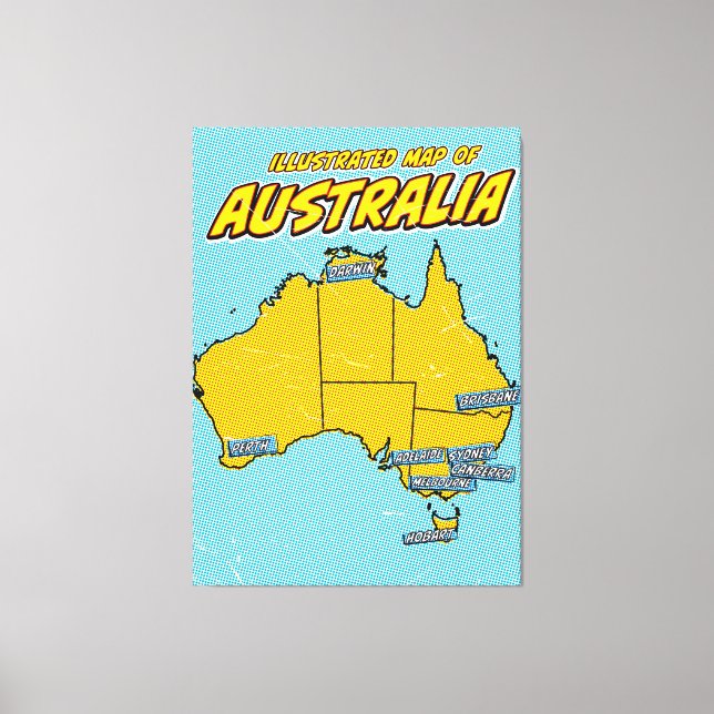 Lienzo Pop Art Ilustrado Australia  (Anverso)