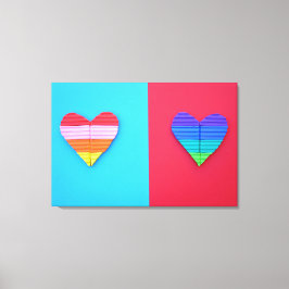 Lienzo Pop Art Love Corazones de Arcoiris gemelos