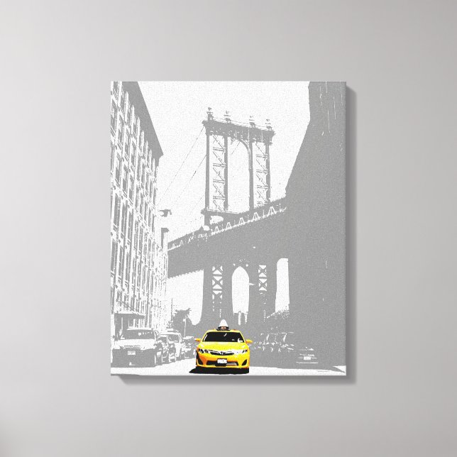 Lienzo Pop Art Nyc Taxi Amarillo Nueva York Brooklyn (Anverso)