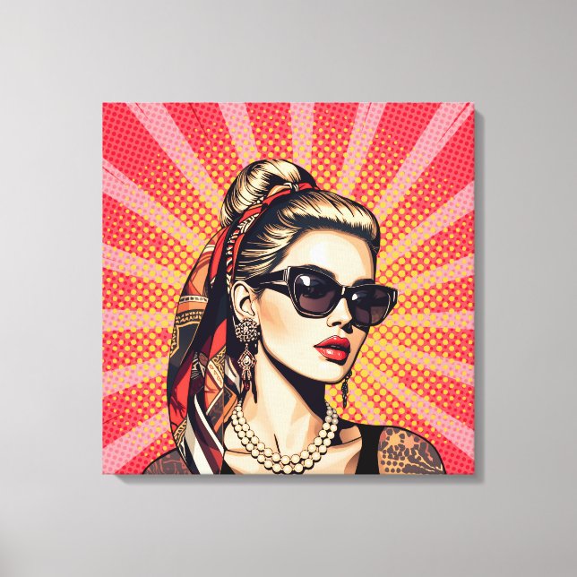 Lienzo Pop Art Woman – Retro Chic (Anverso)