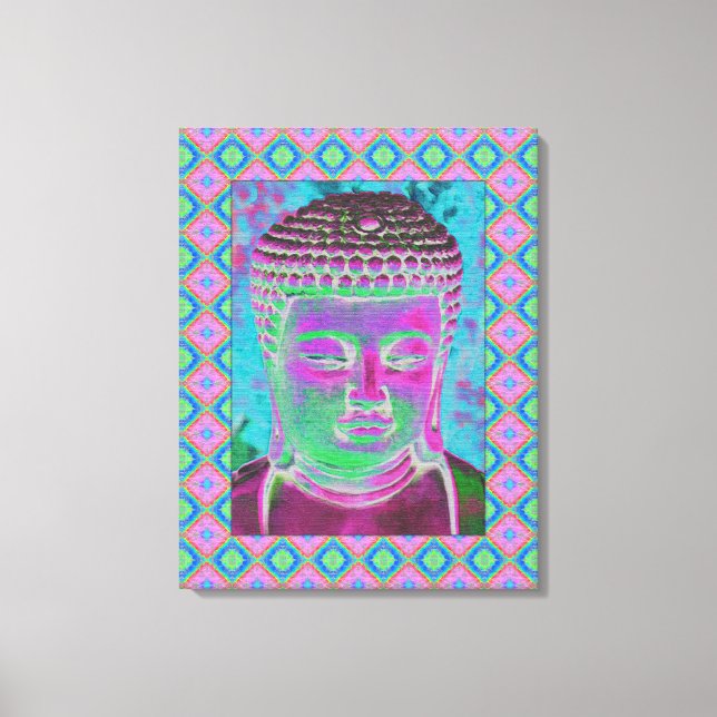 Lienzo Pop Buda en magenta y turquesa (Anverso)