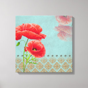 Lienzo Popas barrocas turquesa - tela envuelta