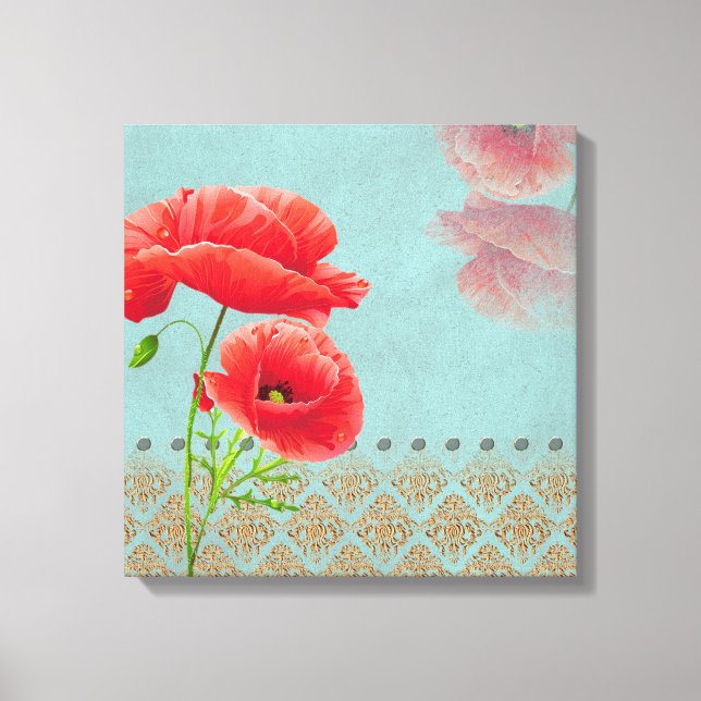 Lienzo Popas barrocas turquesa - tela envuelta (Anverso)