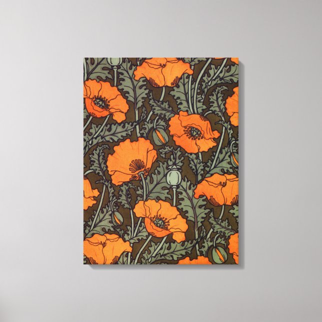 Lienzo Poppies Art Nouveau (Anverso)
