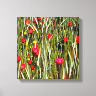 Lienzo Poppies Rojos En Una Pintura De Wheatfield