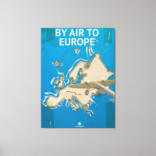Lienzo Por Air To Europe Vintage Travel poster
