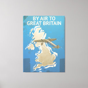 Lienzo Por aire a Gran Bretaña cartel de viaje vintage