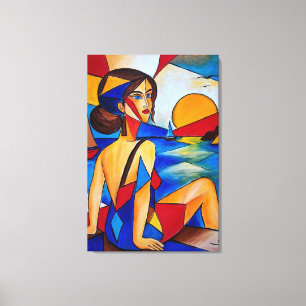 Lienzo Por el Mar - Pintura Cubista
