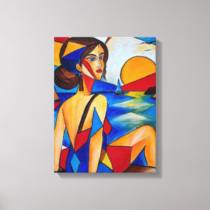 Lienzo Por el Mar - Pintura Cubista