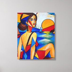 Lienzo Por el Mar - Pintura Cubista