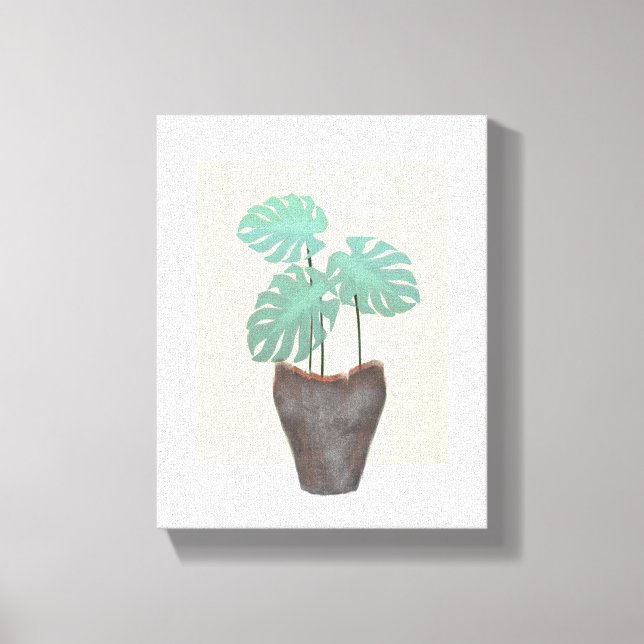 Lienzo Por la Planta Ventana Monstera en Vase (Anverso)