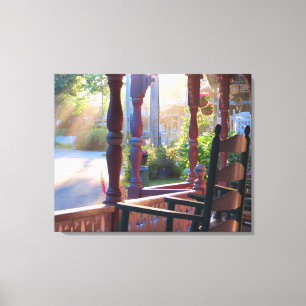 Lienzo Porche de cabaña a comienzos del sol - Viñedo de M