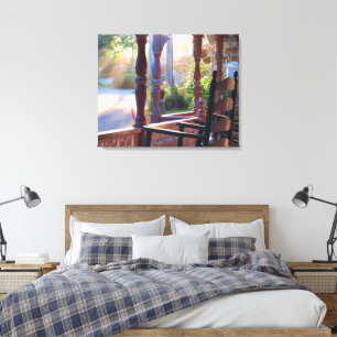 Lienzo Porche de cabaña a comienzos del sol - Viñedo de M