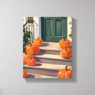 Lienzo Porche de Calabaza de Otoño Pintura de Acción de