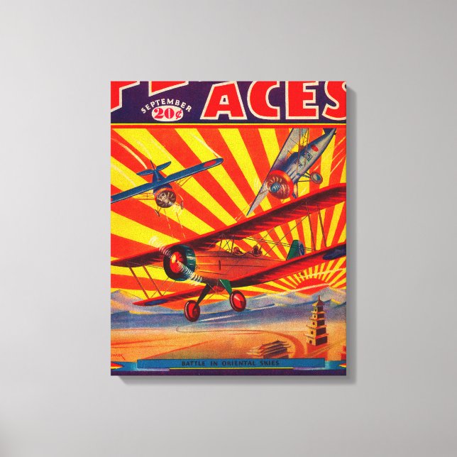 Lienzo Portada 2 de la revista Flying Aces (Anverso)