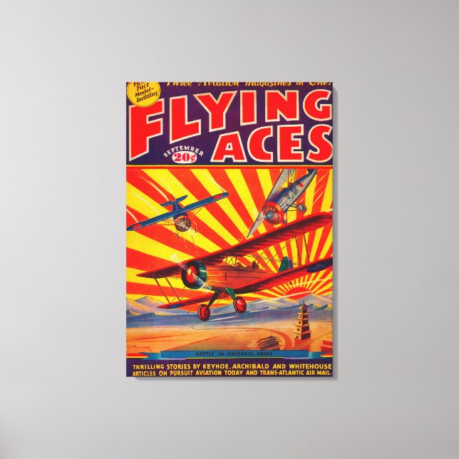 Lienzo Portada 2 de la revista Flying Aces (Anverso)