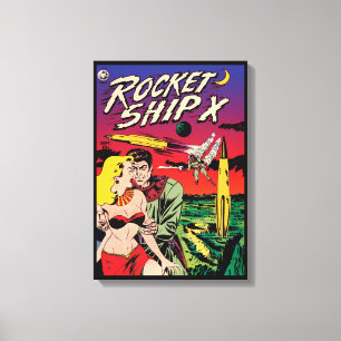 Lienzo Portada de cómic de ciencia ficción vintage Rocket