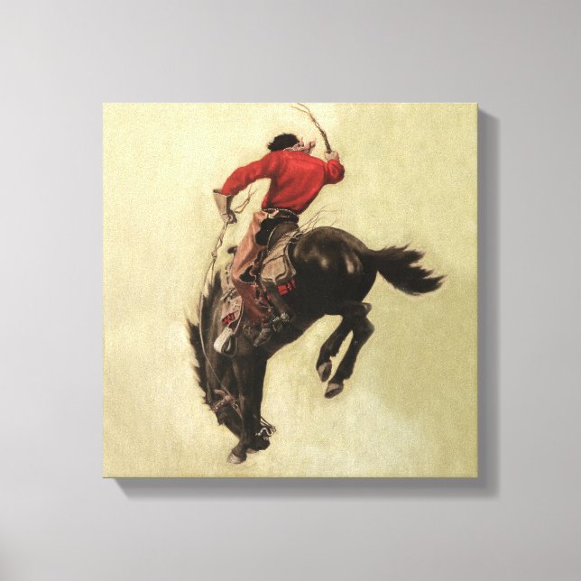 Lienzo Portada de la revista “Bucking Bronco” de NC Wyeth (Anverso)