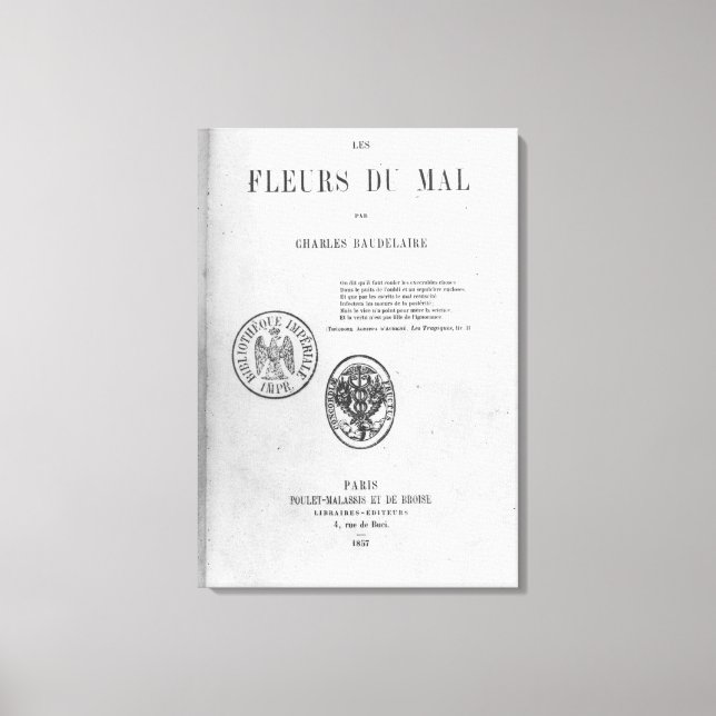 Lienzo Portada frontal, primera edición de 'Les Fleurs du (Anverso)