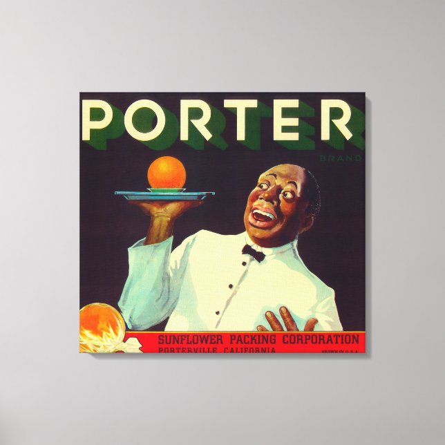 Lienzo Porter Naranja LabelPorterville, CA (Anverso)